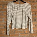 American Eagle Striped Lace-Up Front Round Neck Long Sleeve Blouse Ivory - M Photo 1