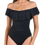 La Blanca $130 NWT Black Island Goddess Off Shoulder Ruffle One Piece S 4 Photo 0