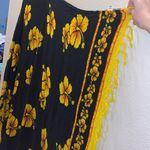 Sehaja Colorful Bohemian Style Hibiscus Flower Printed Beach Wrap Sarong Fringe Yellow Photo 5