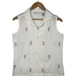 Dress Barn Top Womens S Flamingo Novelty Print Button Up Sleeveless Coastal White Photo 0