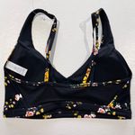 Aerie New Offline Floral Print Mesh Back Plunge Sports Bra Black Size Small Photo 8