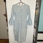 Betsy and Adam Jacquard Bell-Sleeve ice blue silver shimmer Holiday party Dress Photo 6