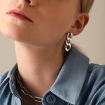 Thick hoop earrings thick chain earrings Photo 1