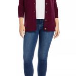Cashmere Grandfather Cardigan in Burgundy from C by Bloomingdale's Size XS NWT Red Photo 7