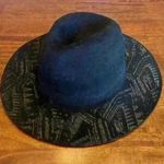 Ruggine Women’s Boho 100% Wool Laser Print Brim Panama Hat Black Brown Photo 0