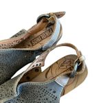 Pikolinos Benissa Laser Cut Green Leather Wedge Sandals Leather Size 38 7.5 Photo 4