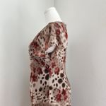 Dress Barn Vintage Brown Red Floral Bias Cut Silk Midi Dress Asymmetrical L Photo 5