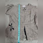 Flax By Jeanne Engelhart Hand Painted Checkered Rauched Blouse M Green/Blk Photo 7