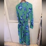 XXL scoop 20 green blue flower pleated long dress Photo 1