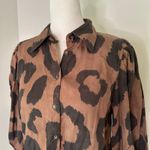Pistola  brown & black animal print button down top size XS Photo 3