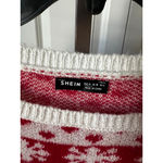 SheIn Women's Crew Neck Christmas Sweater M Red White Photo 2