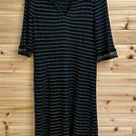 Misook Size Medium V Neck Striped Knit Knee Length Cocktail Dress LBD Photo 0