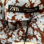 ZARA NWT  Draped Floral Print Skirt Brown Blue Photo 9