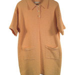 MNG Mango Textured Knit Sweater Dress Peach Short Sleeve XL Pocket Shift Orange Photo 0