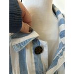 Show Me Your Mumu Drine Marina Blue & White Stripe Denim Shacket Photo 4