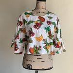 ZARA  White Sequined Fruit Bell Sleeve Crop Top Photo 2