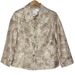 Chico's Women’s Blazer Silk Blend Tan Metallic Shimmer Geo Jacket Size US 8 Photo 0