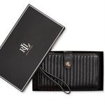 Ralph Lauren  Women's Quilted Nappa Leather Tech Wristlet In Black $225 Photo 0
