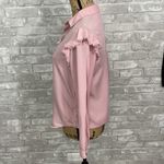 Cloth & Stone  Anthropologie Pink Ruffled Chambray Button Down Shirt Photo 2