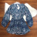 Free People Sheer Blue Floral Print Dress Photo 3