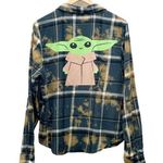 Star Wars Top The Mandalorian Grogu Baby Yoda Plaid Grunge Flannel Size Large Photo 0