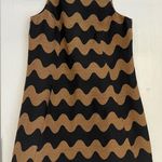 Tara Jarmon Black and Tan Wave Pattern Midi Dress Size 38 Photo 0