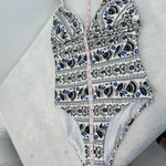 Boden Bow Detail Halter Swimsuit size 8 White Photo 5