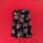 Free People  Poison Apple Black Floral Mini Dress Strapless Shirred Pleated 6‎ Photo 2
