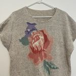 VINTAGE KORET Cream Beige Floral Short Dolman Sleeve Linen Cotton Sweater PETITE Pink Size undefined Photo 1