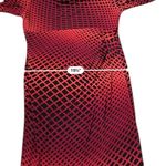 Anne Klein  Cowl Neck Ruched Sheath Dress Sz 16 Red Black Geometric Print Photo 7