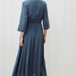 Jenni Kayne  Seersucker Blue Stripe Long Shirtdress size small with pockets Photo 1