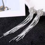 Rhinestone Tassel Earrings | Luxury Statement | NWT Silver Photo 0