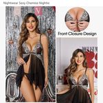 Lace Lingerie Front Closure Babydoll V Neck Nightwear Sexy Chemise Nightie White Size undefined Photo 1