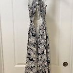Anthropologie  Printed Midi Dress Womens XXS Black White Floral Linen Sleeveless Photo 6