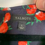 Talbots Blue Red Carnation Flora Sleeveless Blouse Sz Large Photo 7
