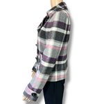 CAbi Womens Wool Blend Jacket Coat Double Breasted Plaid Purple Gray Size 4 Photo 3