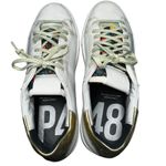P448 John Low Top Leather Sneakers Women’s 39 8.5 White Gold Metallic Italy Made Photo 8