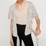 ZARA NWT  Top BlouseWomens Size M Floral Wrap Ruffle‎ Sleeve Open Back Photo 3