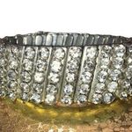 Vintage Accordian Rhinestone Stretch Cuff Bracelet Gemstones Silver Tone Bling E Photo 0
