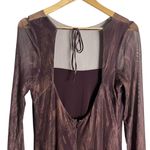 Louna Brown Burgundy Mesh Overlay Printed Long Sleeve Midi Dress Size XL Photo 14