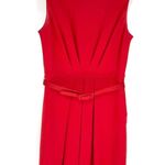 Trina Turk Belted Pleated Sleveless Ponte Dress Red Size 6 Photo 0