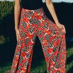 Farm Rio NEW  Toucan bohoorange wide leg elastic waist pants designer spring L Photo 0