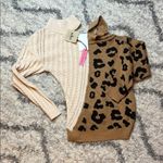 Andree by Unit Chic Two-Tone Leopard Cowl Sweater - Cream and Brown L Photo 0