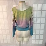 Venus Multicolor Ombre Cutout Long Sleeve Colorful Sweatshirt Size Small Photo 4
