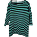 Croft & Barrow Croft & Barrows Women’s Sz 3x Green Black Stripes Ribbed 3/4 Zip Sleeves Top NWT Photo 0