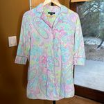 Lauren Ralph Lauren Sleep Shirt Pink Pastel Paisley Long Sleeve Size Small Photo 1