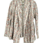 Lucky Brand  Aztec Open Front Cardigan Gray Woven Southwestern Boho Size M Photo 0