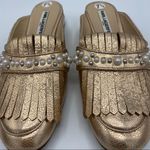 Karl Lagerfeld gold Leather mule slides pearls Photo 4