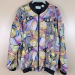 Vintage Sara Roberts Silk Bomber Jacket Multicolor Art To Wear Large Photo 0