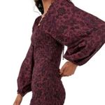 Free People Floral Smocked Mini Dress in Burgundy & Black Size L New w/Tag $148 Photo 4